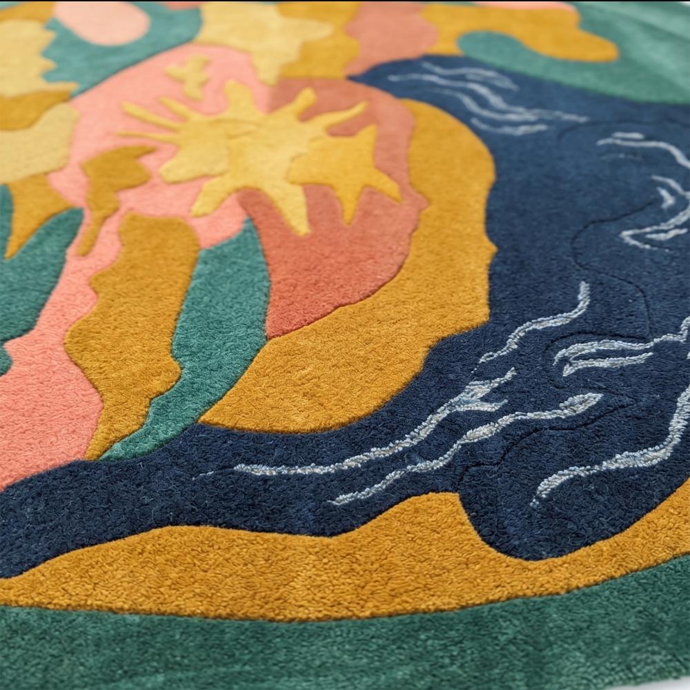 Hand Tufted Colorful Abstract Wool Area Rug Modern Artistic Multicolor Carpet for Living Room Bedroom Home Decor