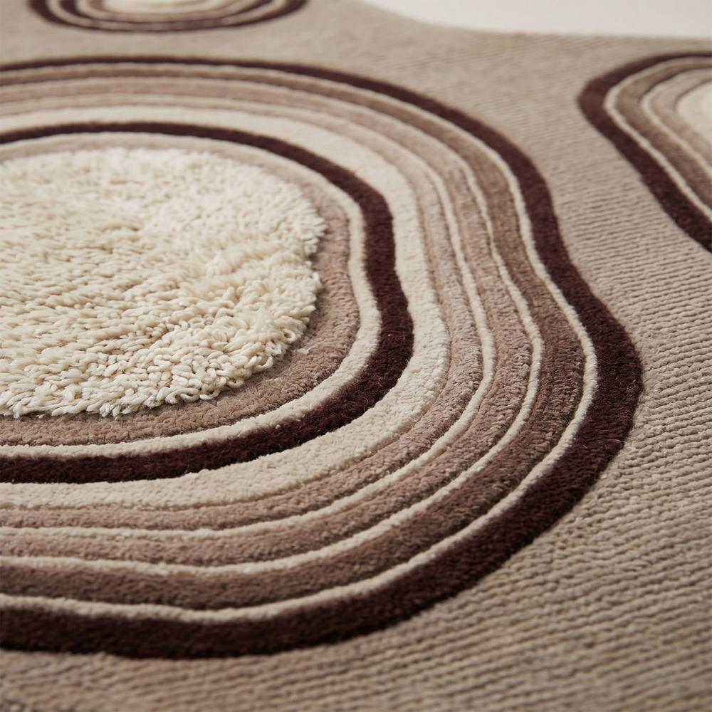 Hand Tufted Brown And Cream Abstract Irregular Shape Wool Rug Modern 3D Textured Handmade Carpet For Living Room Bedroom Decor - Color: All