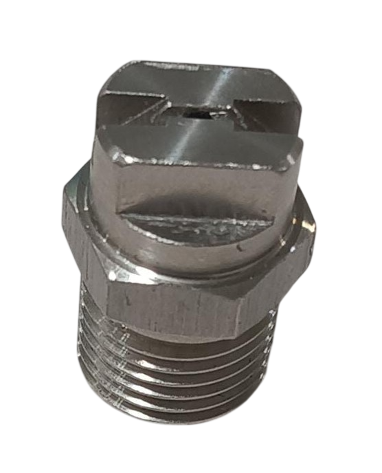 High Pressure Nozzle - Ss, Brass, Pp, Pvdf 1/4 Inch, Silver, 2-40 Bar | Flat Spray, Corrosion Resistant, Hex Male Threaded