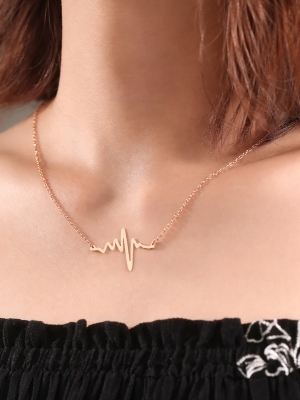 Rose Gold Heartbeat Pendant Necklace - Gender: Women