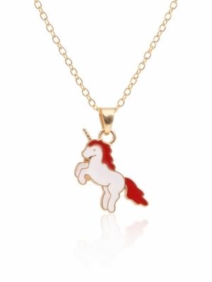 Gold Plated Unicorn Pendant Necklace - Gender: Women