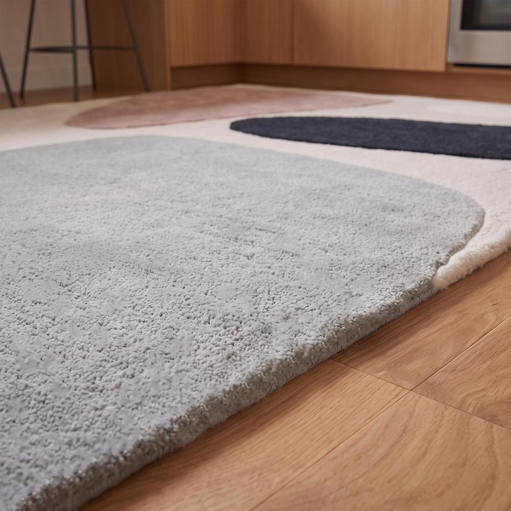 Handmade Abstract Organic Shapes Tufted Wool Area Rug - Dusty Pink & Grey