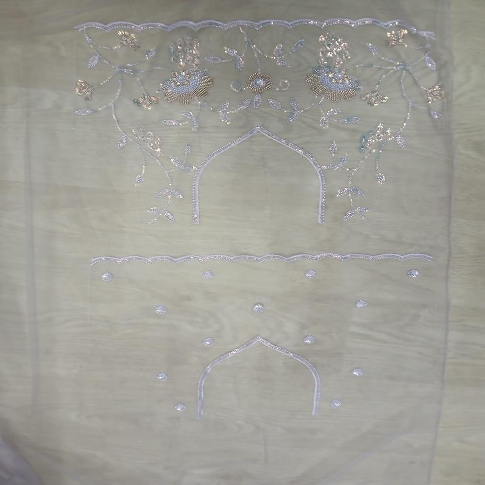 Elegant Lavender Grey Embroidered Net Saree With Floral Sequin Work - Color: Purple