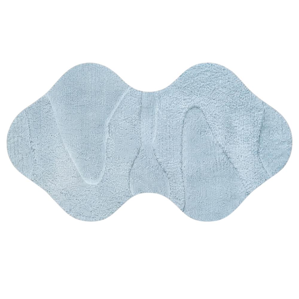 Handmade Modern Irregular Curved Organic Shape Tufted Wool Rug - Soft Light Blue