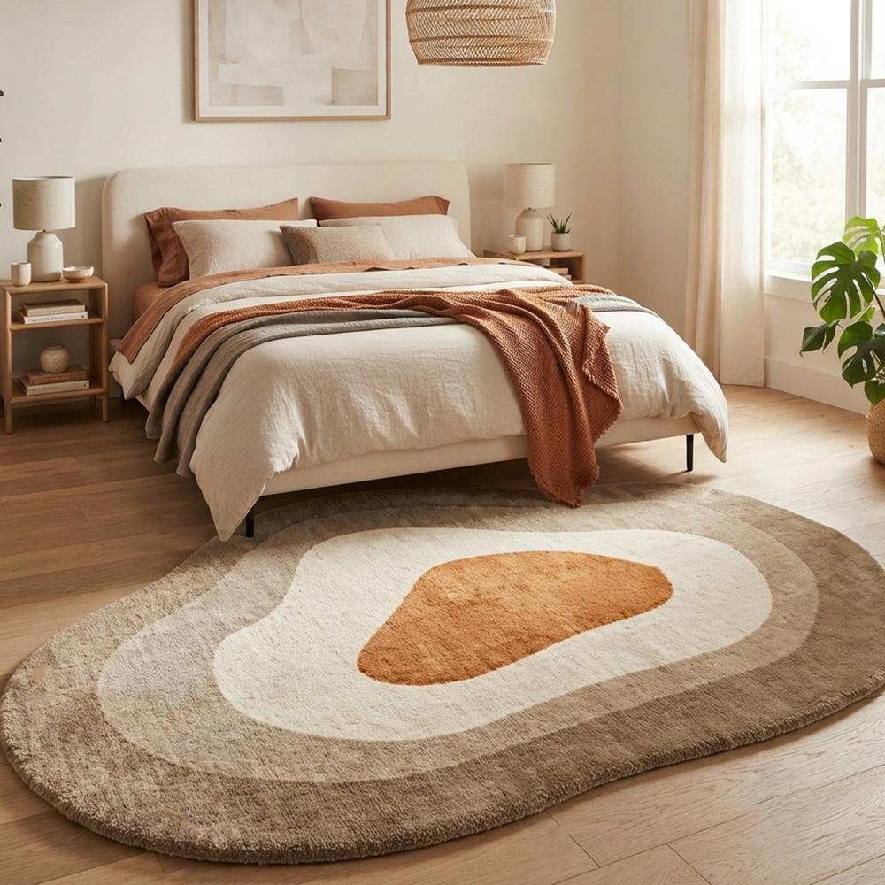 Handmade Modern Organic Pebble Shape Tufted Wool Area Rug - Neutral Tones