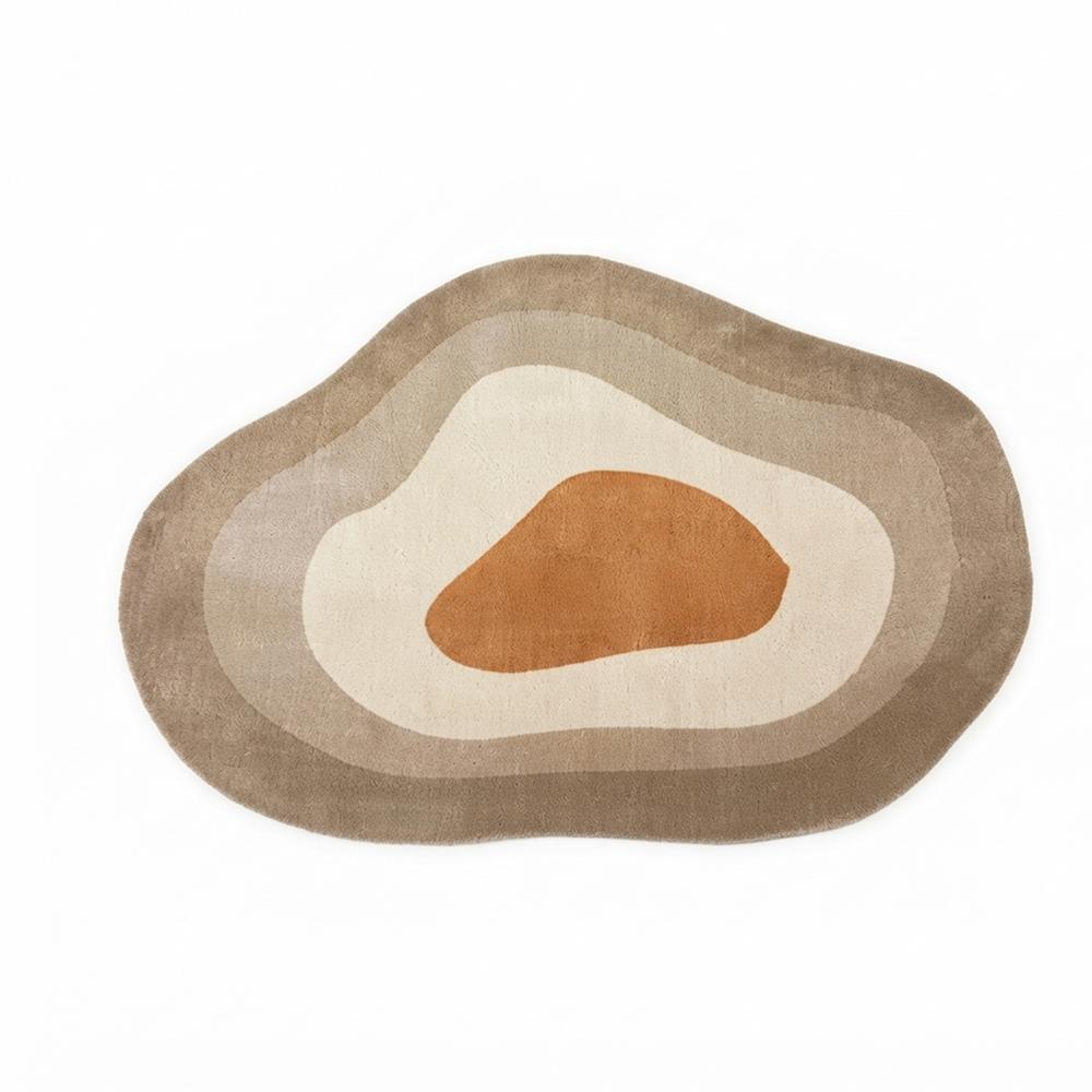 Handmade Modern Organic Pebble Shape Tufted Wool Area Rug - Neutral Tones