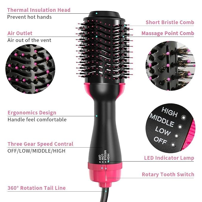 One Step Hot Air Brush 3 in 1 Hair Dryer