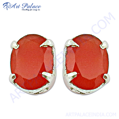 कार्नेलियन रत्न बालियां आभूषण, चांदी की बालियां