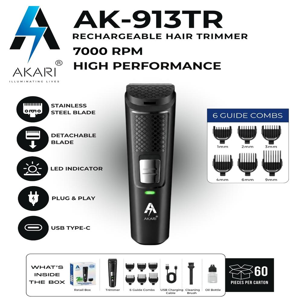 Akari AK-913TR Rechargeable Hair Trimmer