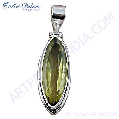 नवीनतम शैली नींबू क्वार्ट्ज रत्न चांदी का लटकन