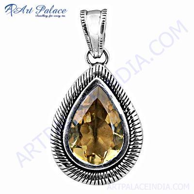 प्रसिद्ध डिजाइन सिट्रीन रत्न चांदी का लटकन