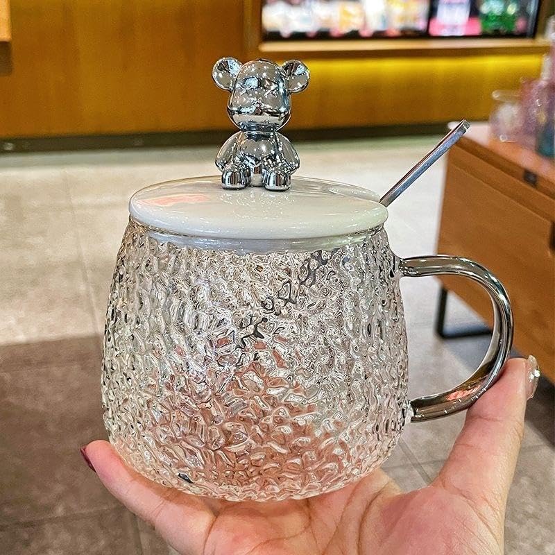 Textured Glass Mug With Lid