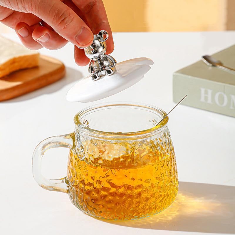Textured Glass Mug With Lid