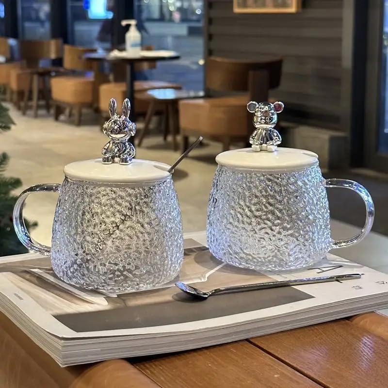 Textured Glass Mug With Lid