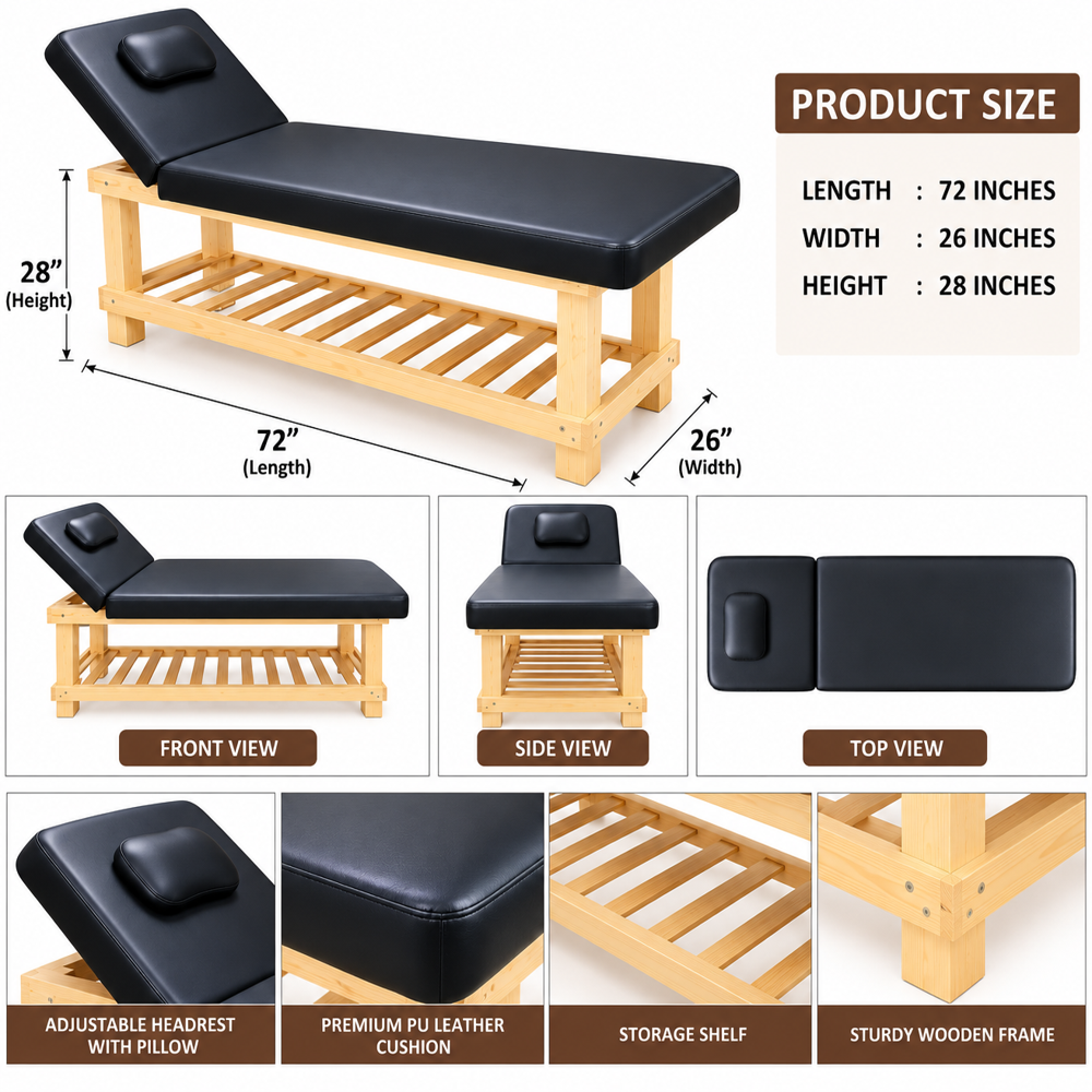 SPA AND MASSAGE BED WOODEN PTN