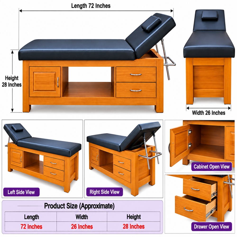 PESHLA WOODEN SPA BED WITH DRAWER