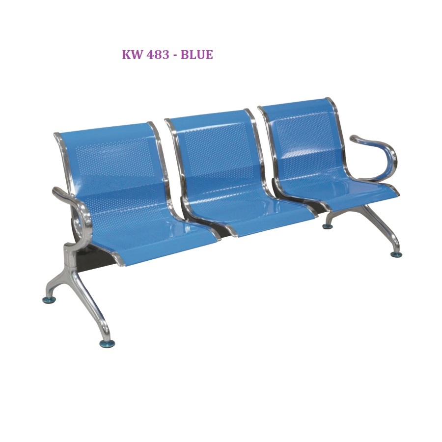 KW483 Blue 3 Seater Waiting Chair