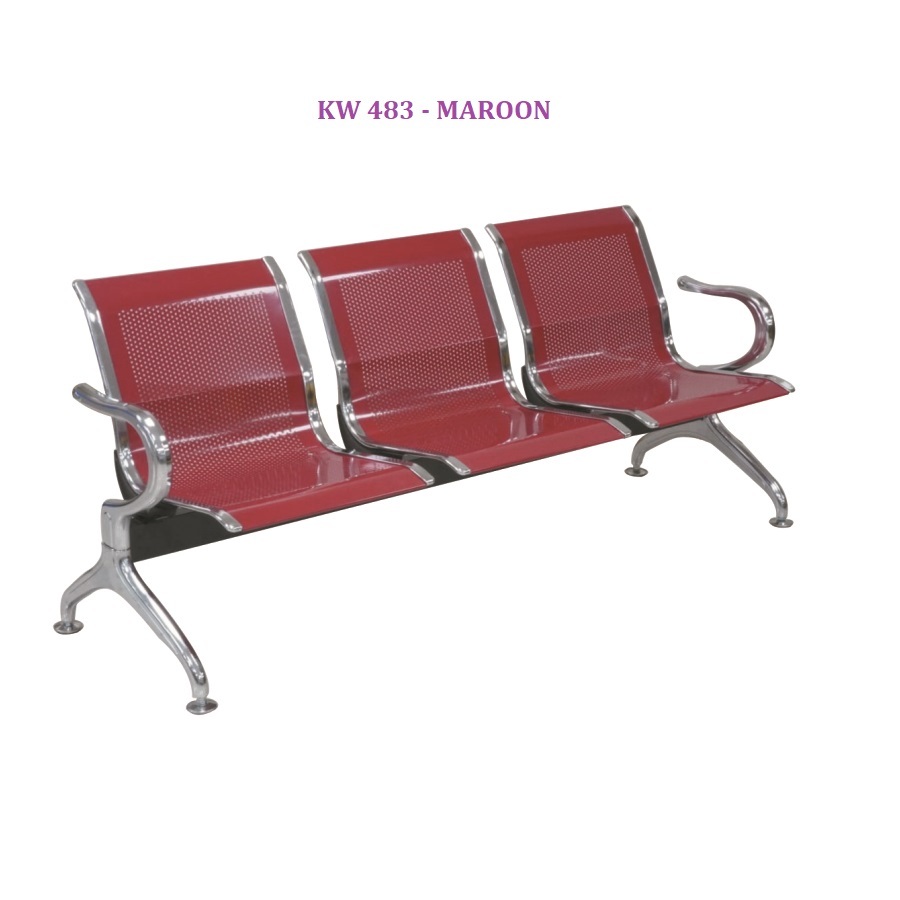 KW483 Maroon 3 Seater Waiting Chair
