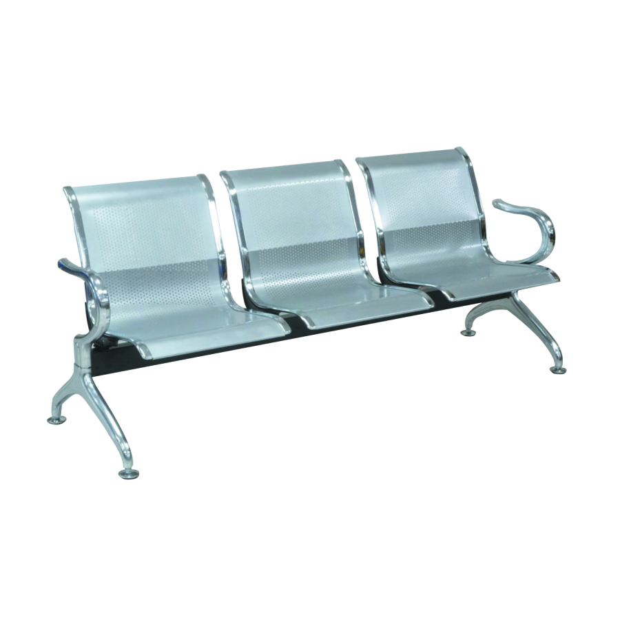 KW483 Shining Silver 3 Seater Waiting Chair