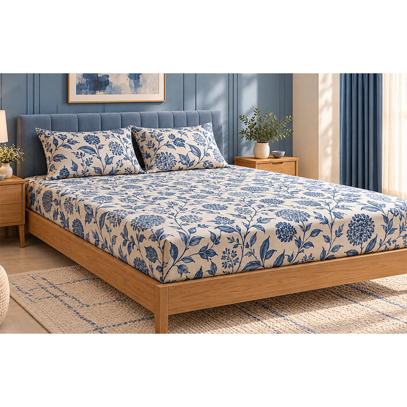 Blue Floral Bedsheet