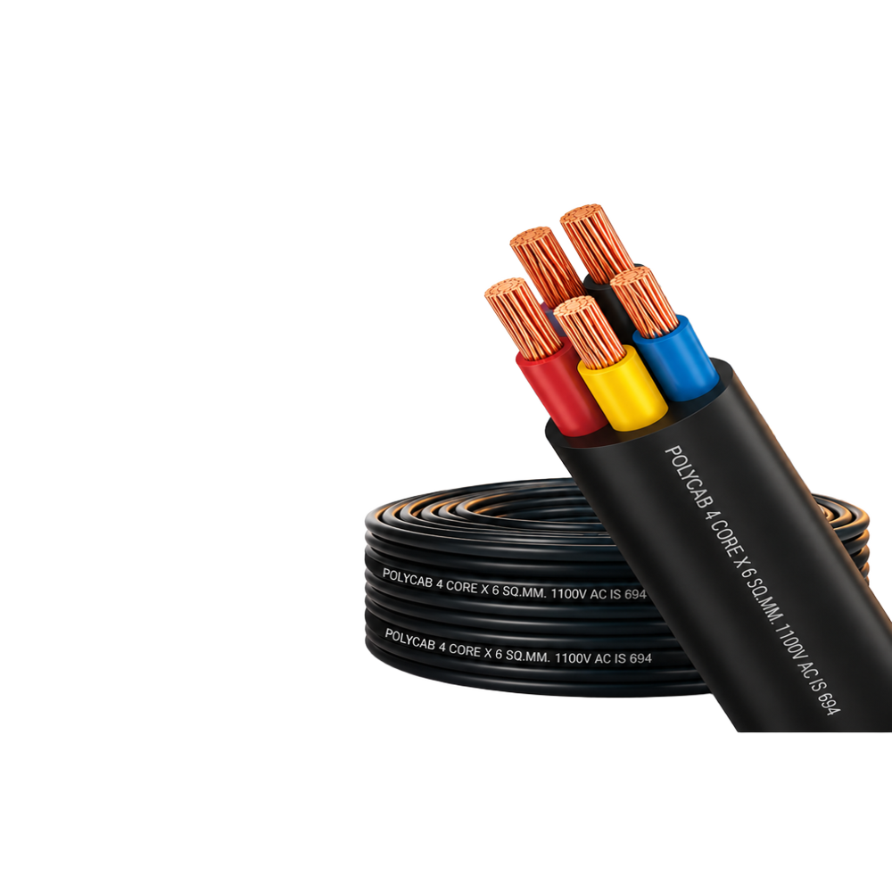 POLYCAB - 4 Core X 6 sq.mm. 1.1kV IS:694 Copper Flexible Cable