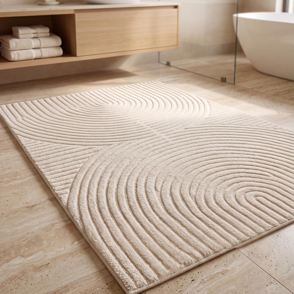 Large Rectangle Handmade Tufted Rug with Abstract Geometric Pattern for Modern Living Room and Bedroom Decor