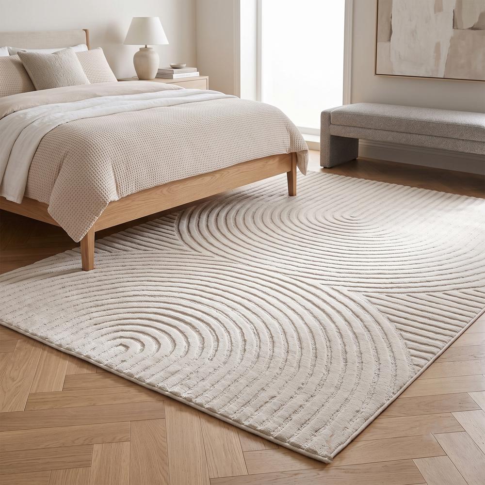 Large Rectangle Handmade Tufted Rug with Abstract Geometric Pattern for Modern Living Room and Bedroom Decor