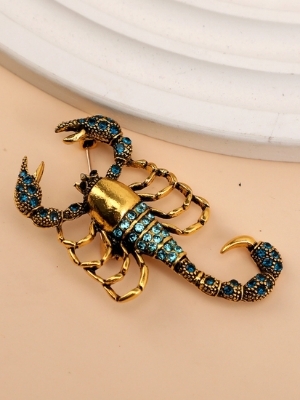Crystal Scorpion Statement Brooch - Color: Gold