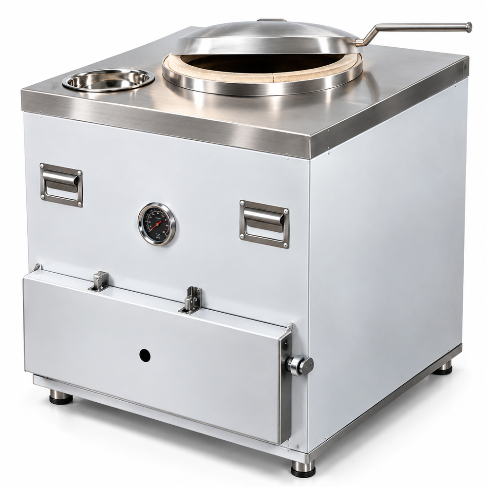Premium Stainless Steel Cooking Tandoor - Color: Silver