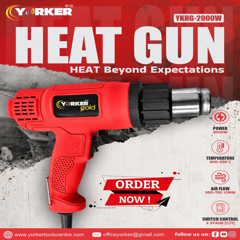 Heat Gun - Mild Steel, 1600 Watt | Bright Yellow, 220-440 Volt, Variable Speed Feature, Industrial Application, Warranty Included