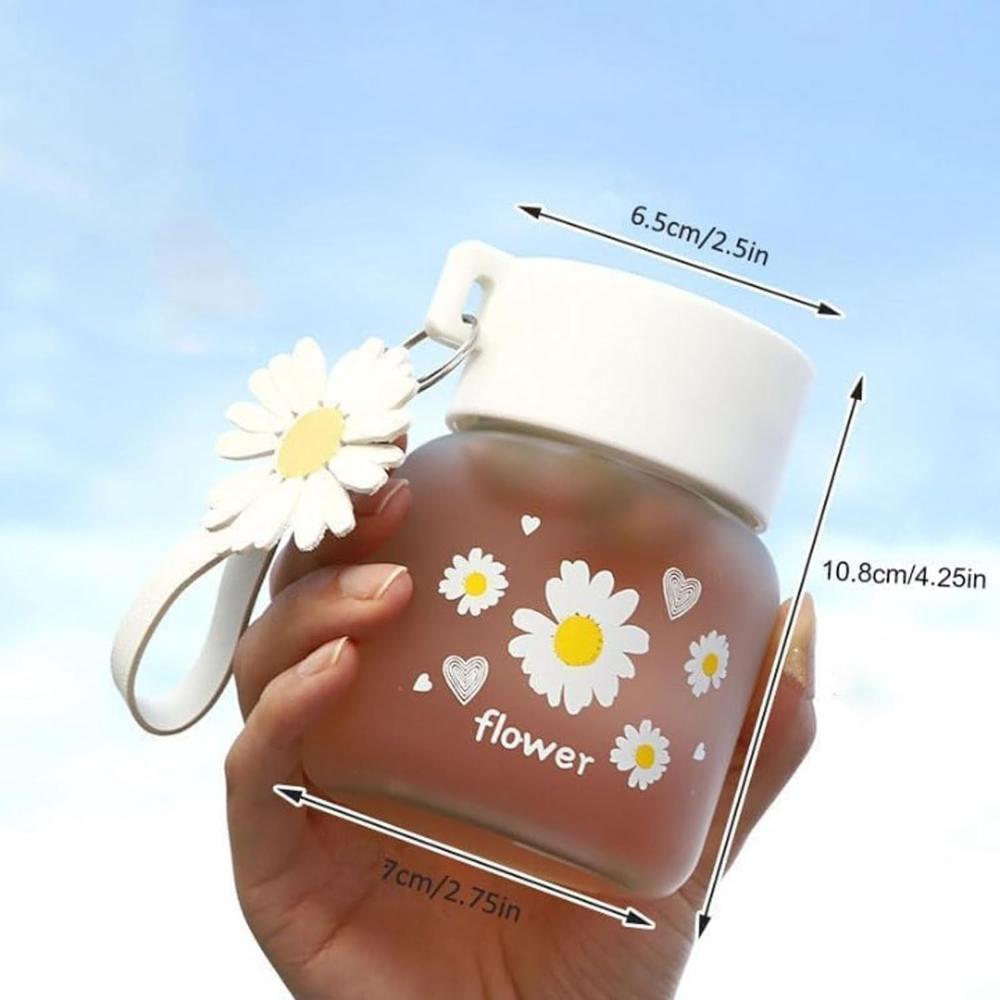 Daisy Print Glass Water Bottle