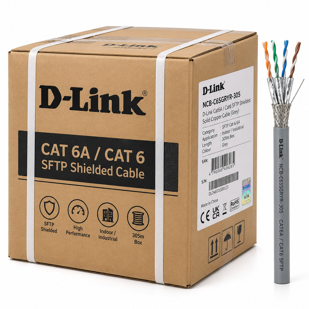 NCB-C6SGRYR-305 Grey D-Link Cat6ACat6 SFTP Shielded Solid Copper Cable