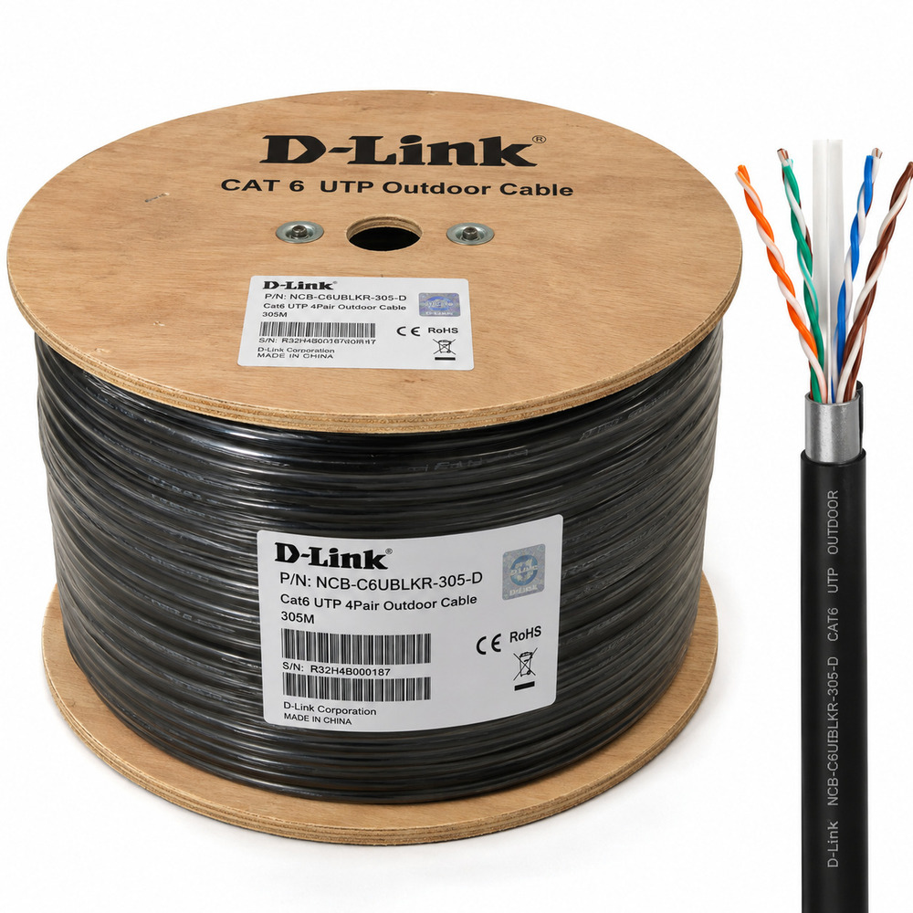 NCB-C6UBLKR-305-D D-Link Cat6 UTP 4-Pair Outdoor Double Sheath Solid Cable