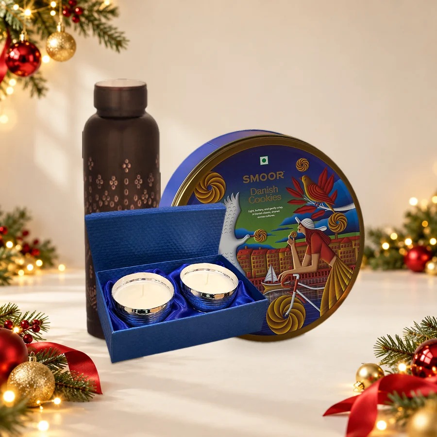 Christmas Cookie Gift Hamper with Copper Bottle - Corporate Christmas Gift