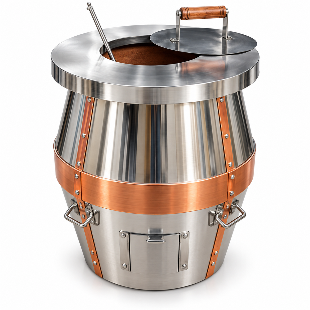 Round Copper Finish Gas Tandoor - Color: Gold