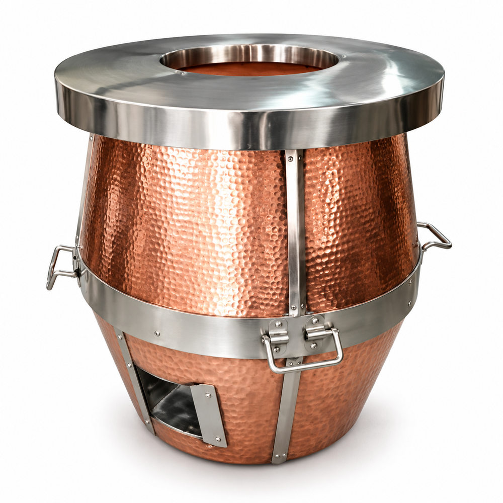 Square Copper Finish Gas Tandoor - Color: Gold