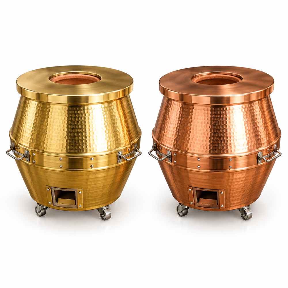 Copper Finish Naan Making Gas Tandoor - Color: Gold
