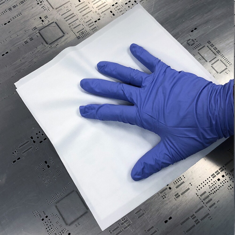 Esd-smt Polyester Wipes - 100% Polyester, Multiple Sizes, White/blue | Lint Free, High Absorbency, Laser/cold Cut Edges