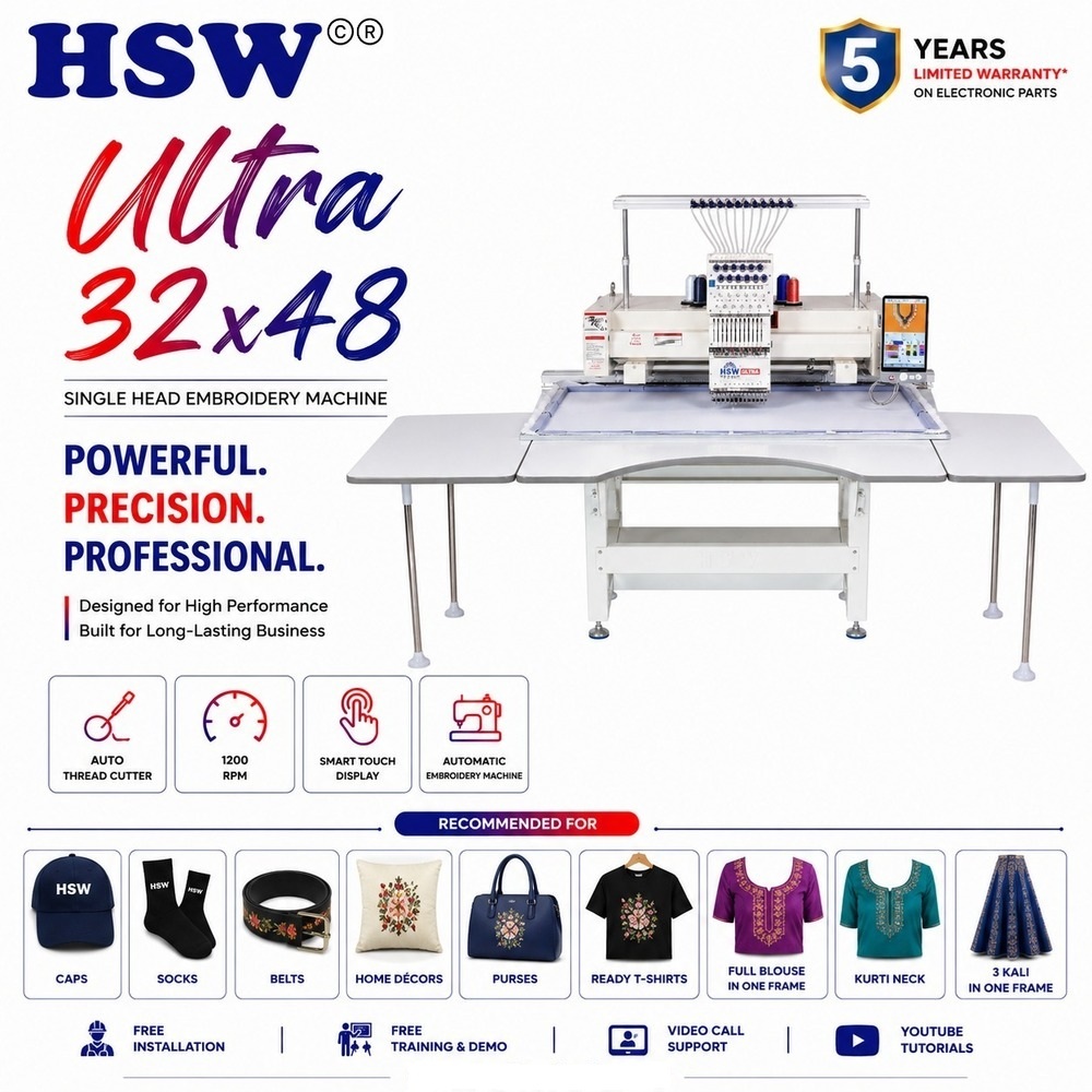 HSW 32x48 Ultra Extra Large Frame Embroidery Machine