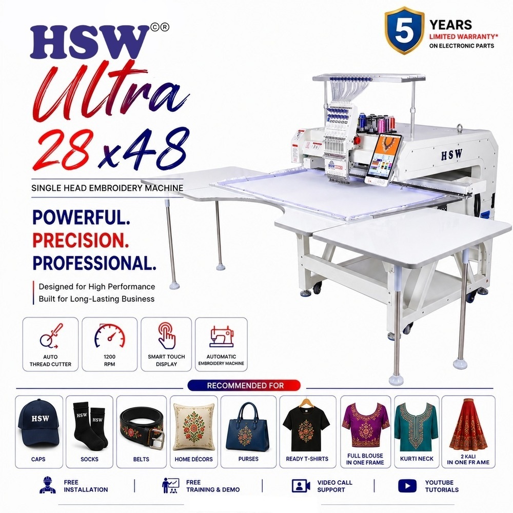 HSW 28x48 Ultra Extra Large Frame Embroidery Machine