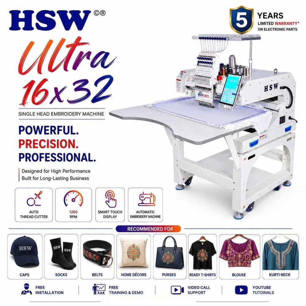 HSW ULTRA 16x32 High Performance Embroidery Machine
