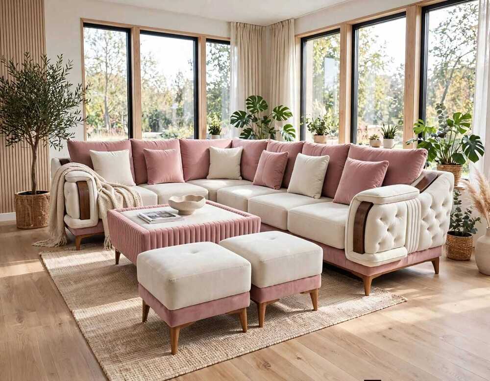 6 Seater Sofa Set With 2 Puff