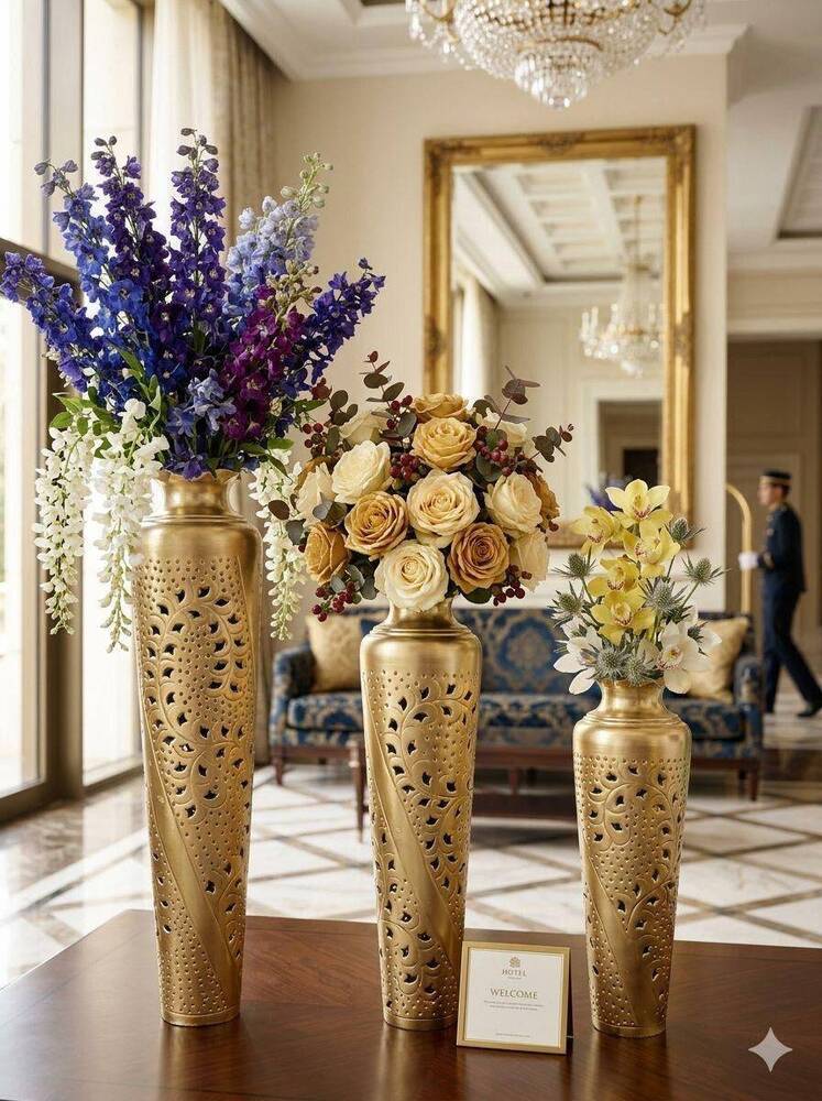 Gold Perforated Decorative Flower Vase