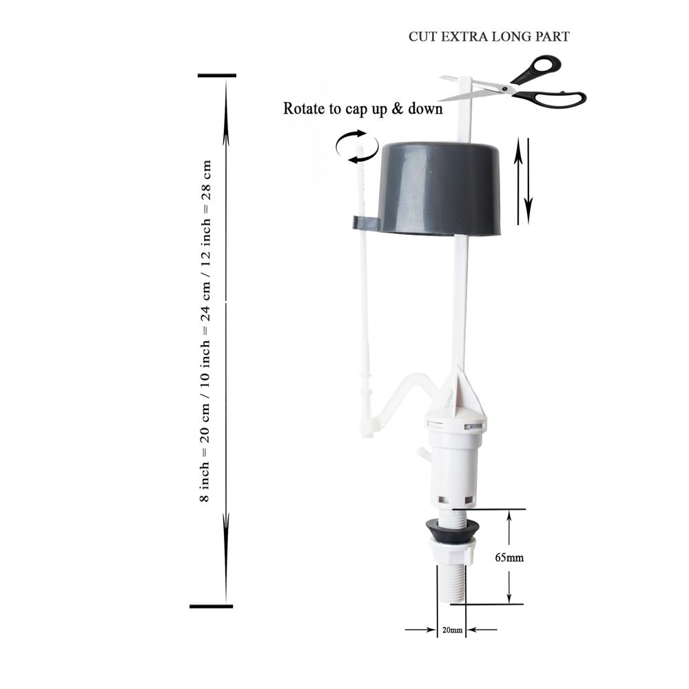 PP material one piece fitting, cheap rate one piece toilet flush fitting, One Piece Flush Fitting Dual Flush Siphon set, 