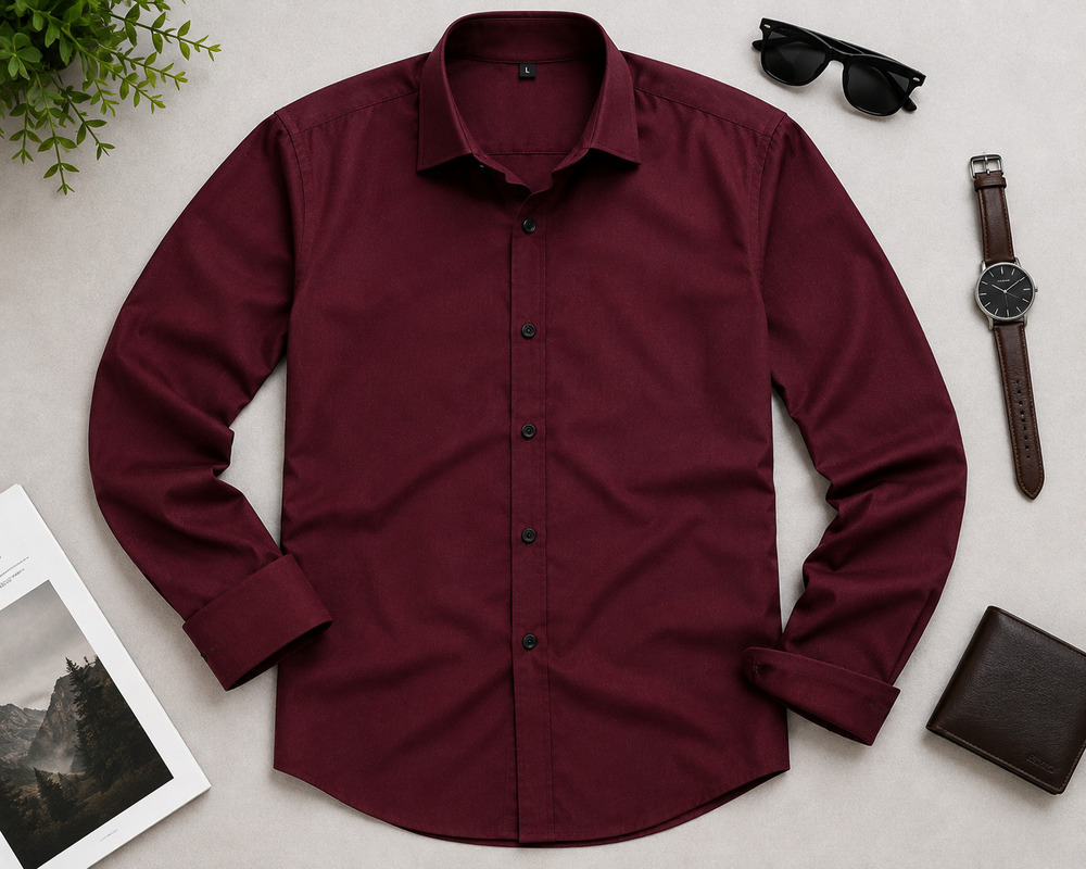 Maroon Men Shirt - Age Group: Adults