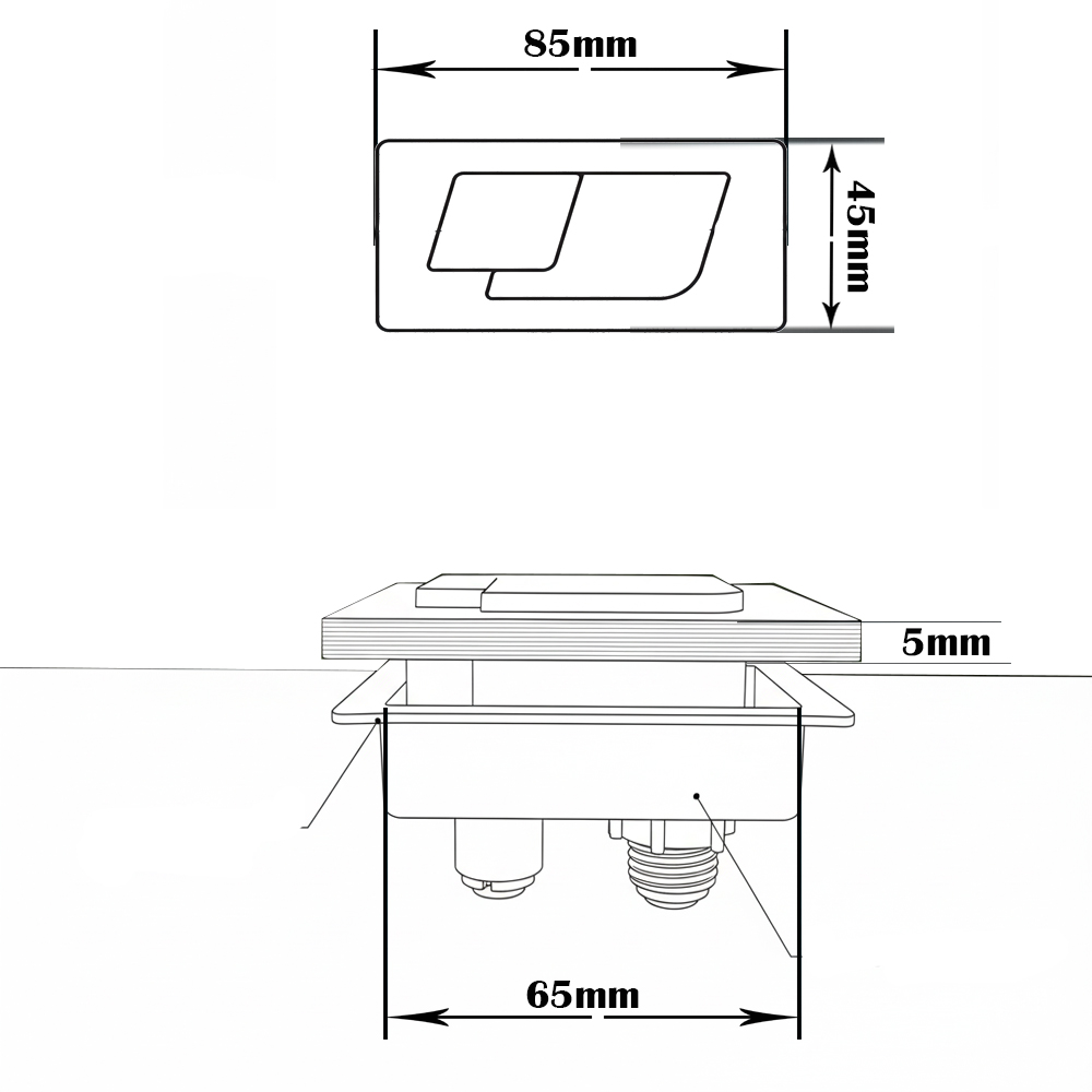 Square push button for toilet, Square Dual Flush Toilet Tank Push Button