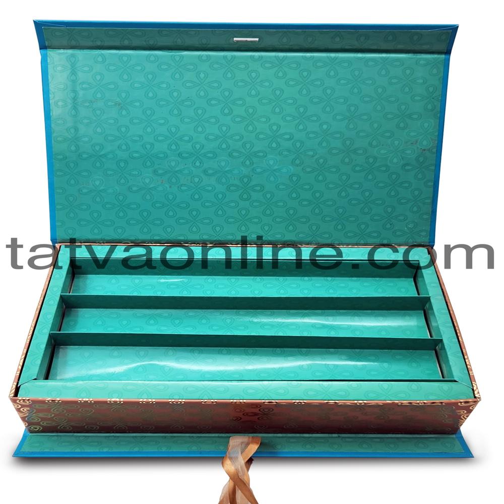 Premium Blue 500 To 750Gms 3 Line Mithai Gift Box Abstract Design Rigid Sweet Box With Foiling - Finishing: Matte Lamination