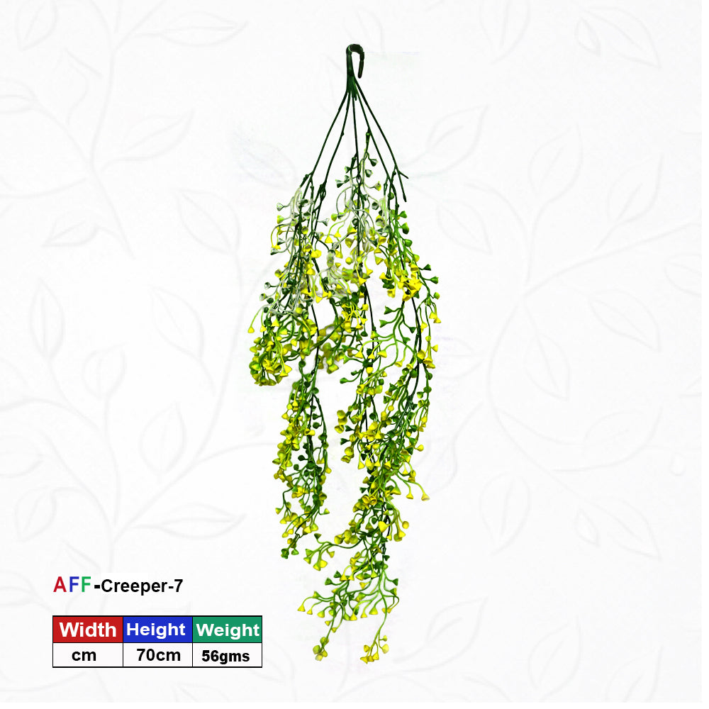 AFF Artificial Yellow Blossom Hanging Creeper Plant (70 cm / 56g)-AFF Artificial Green Creeper 86 cm