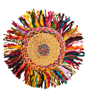 Floor Rangoli Jute Multi Stripe Shaggy
