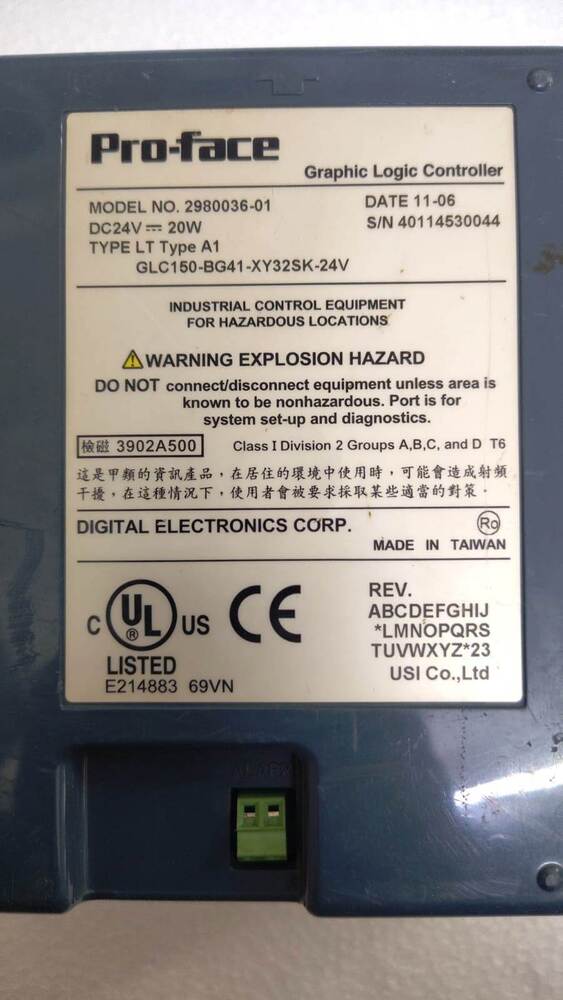 Pro-Face Glc Graphic Logic Controller Hmi Panel - Product Type: 2980036-01